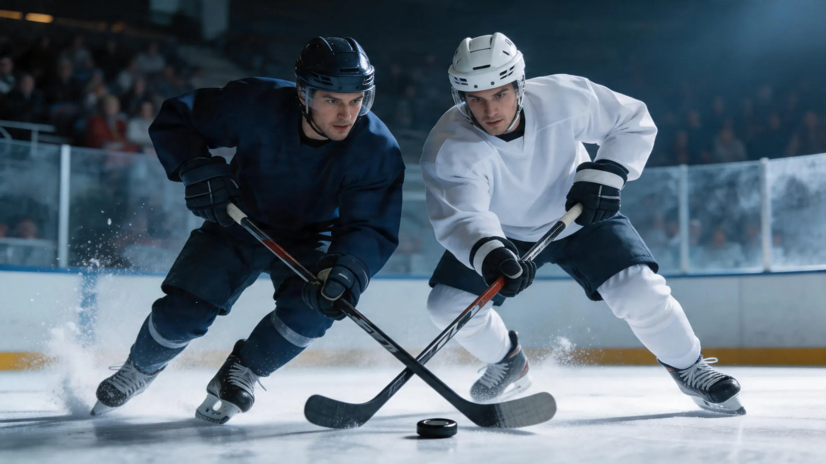 Jogador de hóquei no gelo em ação durante jogo da NHL